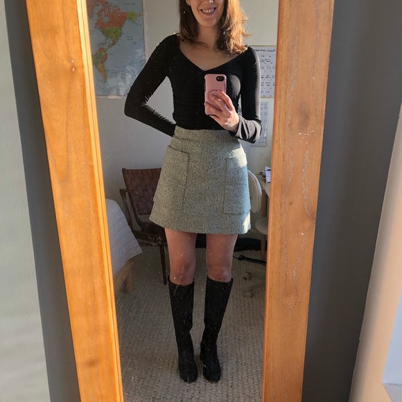 COS green marle A-line mini skirt with big pockets! 4 - Picture 3 of 7